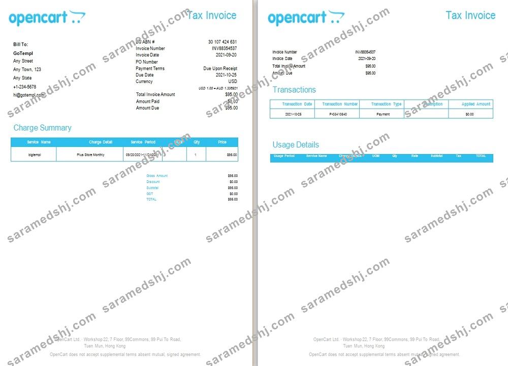 Hong Kong OpenCart tax invoice